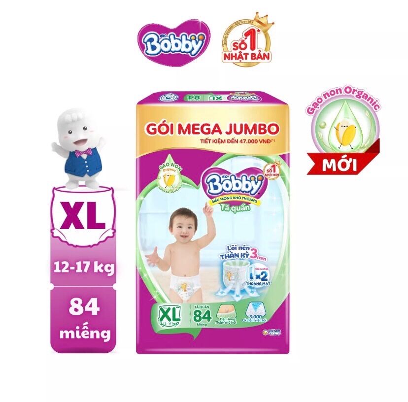 Tả quần bobby XL84 miếng tặng thêm 8 miếng
