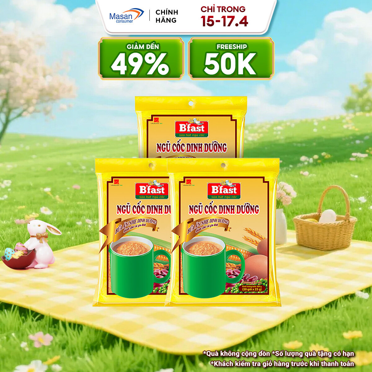 Combo 3 Túi Sữa Hạt Ngũ Cốc B'Fast - Túi 20 Gói x 25g