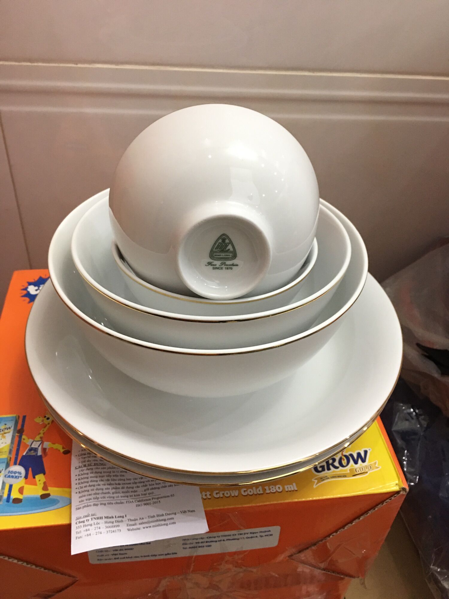 👍🧸 BỘ 6 MÓN TÔ CHÉN DĨA CAO CẤP MINH LONG 👍👍