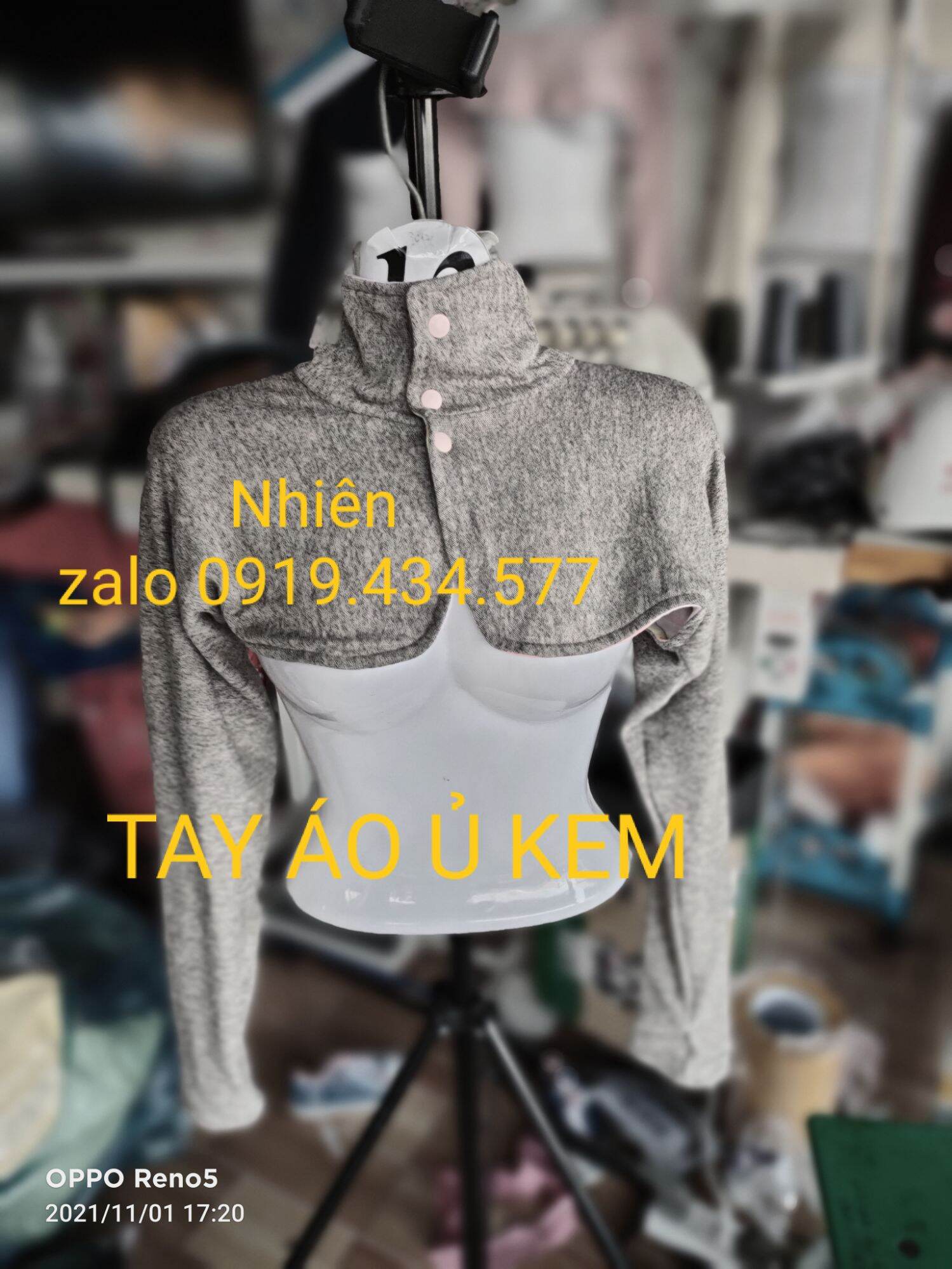 tay áo ủ kem 2 lớp mặc được 2 bề