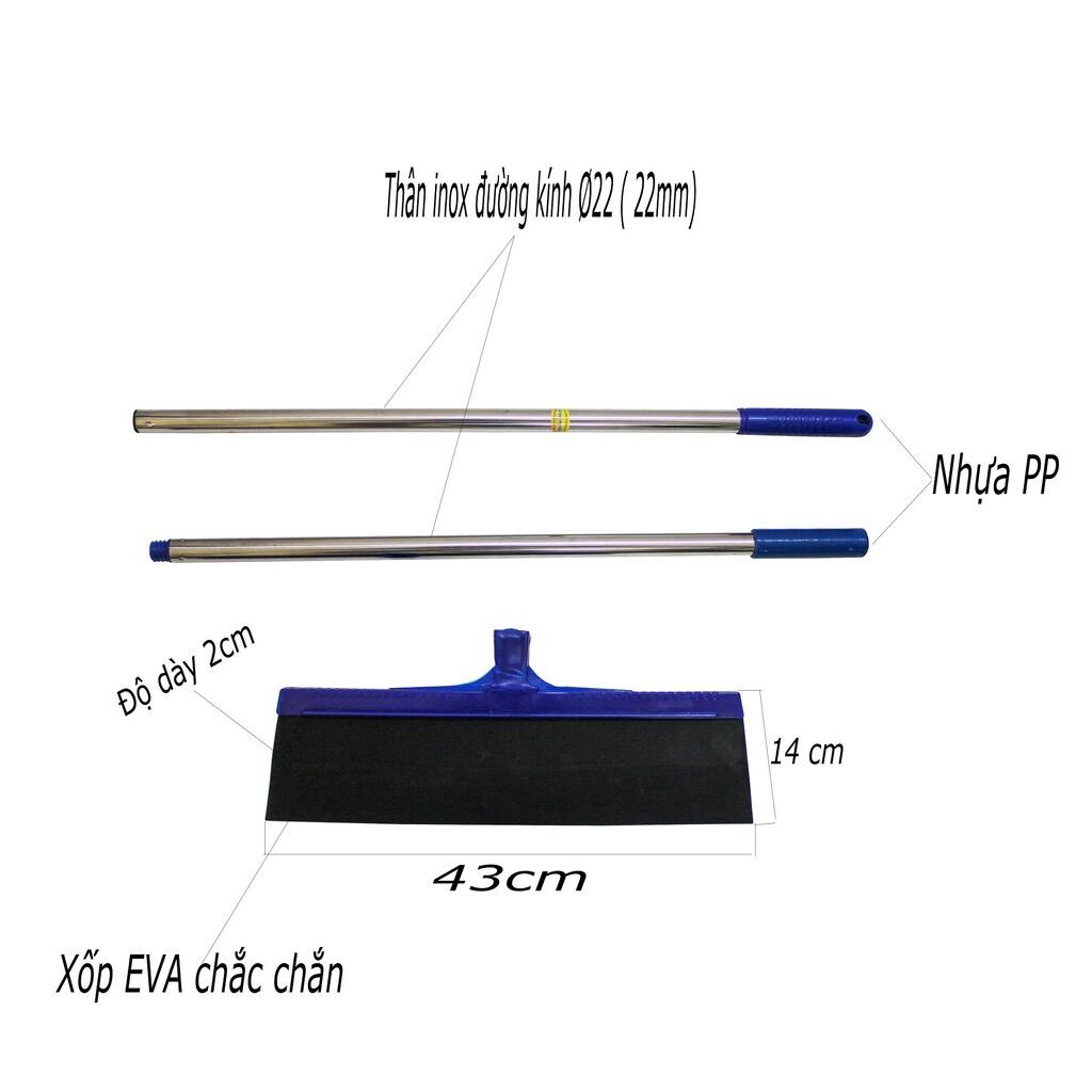 Cây gạt nước đẩy sàn nhà cán thẳng Bodoca