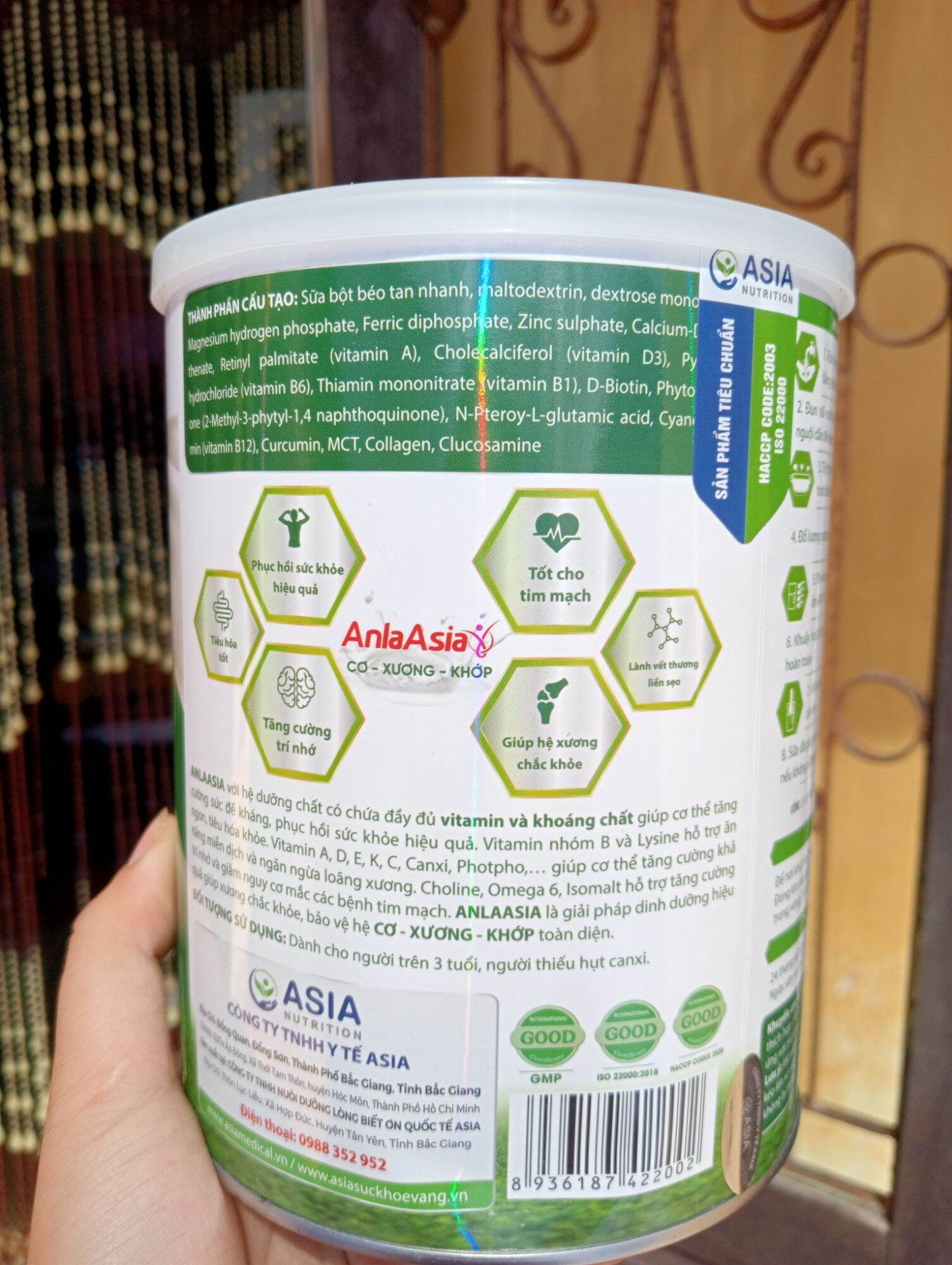 Sữa loãng xương Anla Asia 900g giàu canxi. giúp xương chắc khỏe phòng chống loãng xương. 