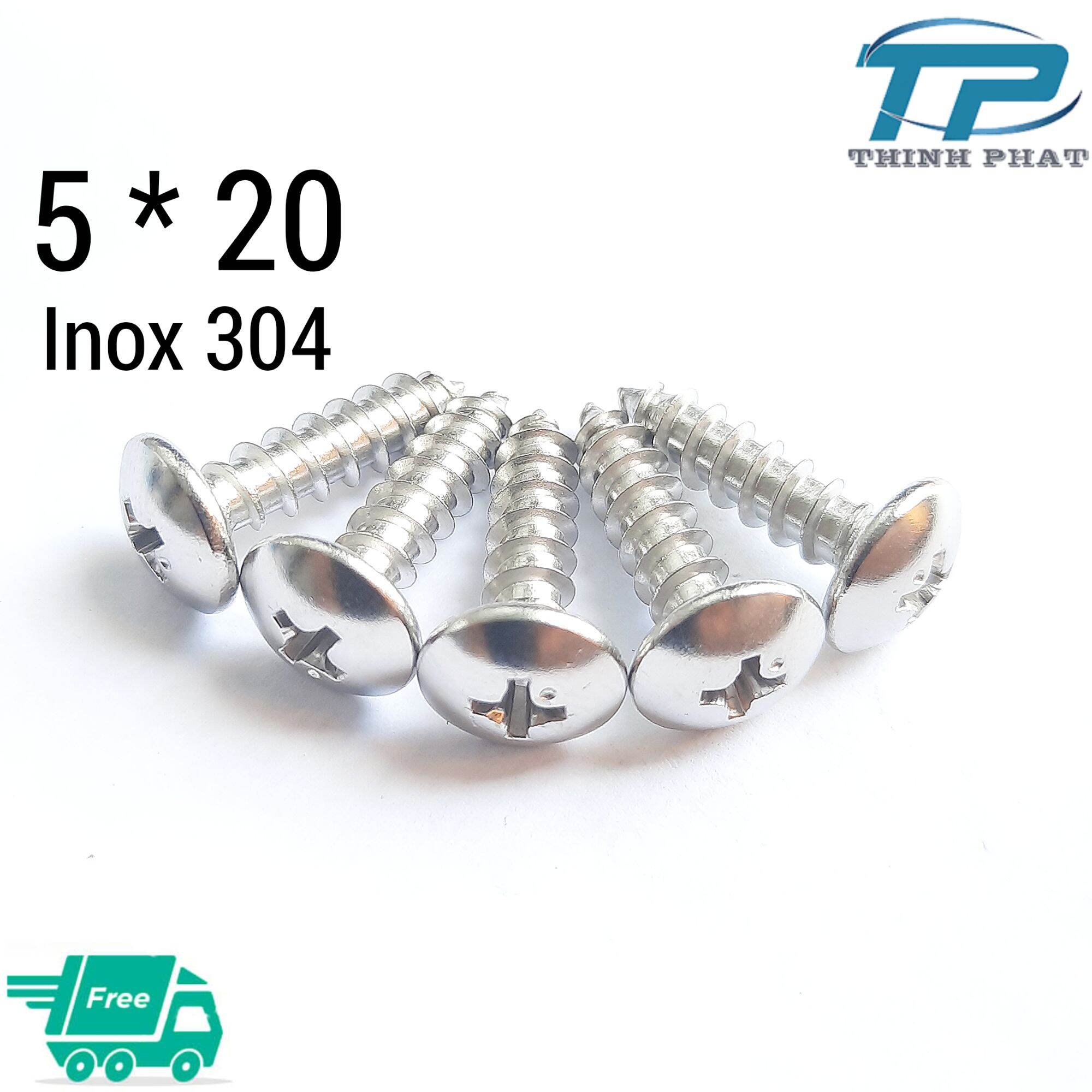 30 vít inox 304 nguyên chất 5 * 20 [ đầu dù ren thưa ] chọn mua 30 ,50 , hoặc 100 con sẽ rẻ hơn