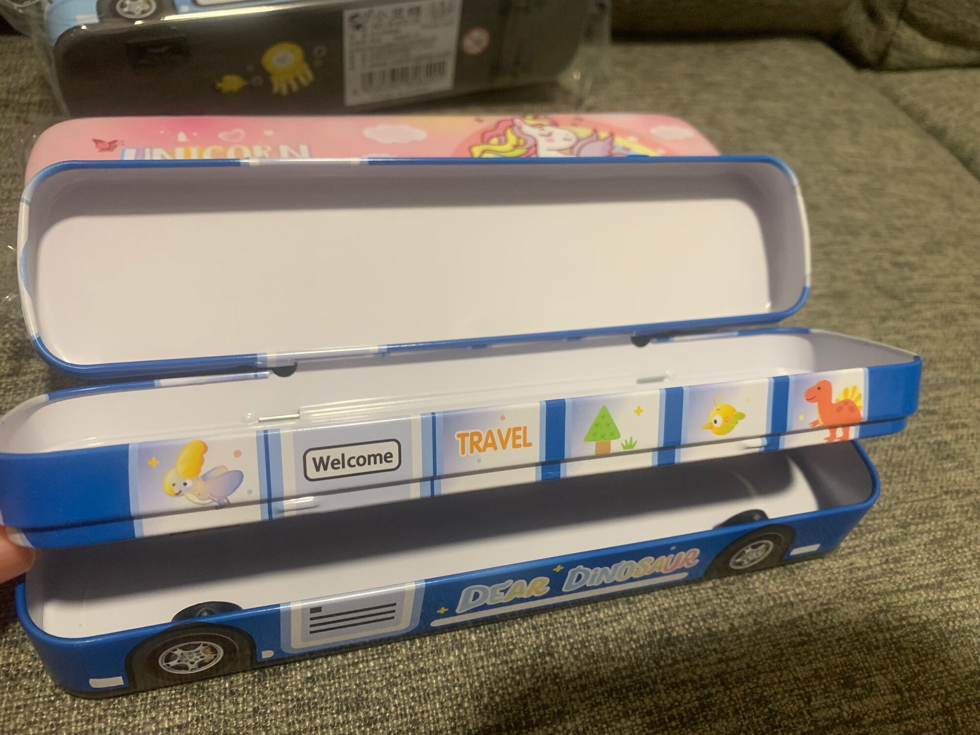 Hộp Bút Sắt Ô Tô Xe Bus 2 Tầng