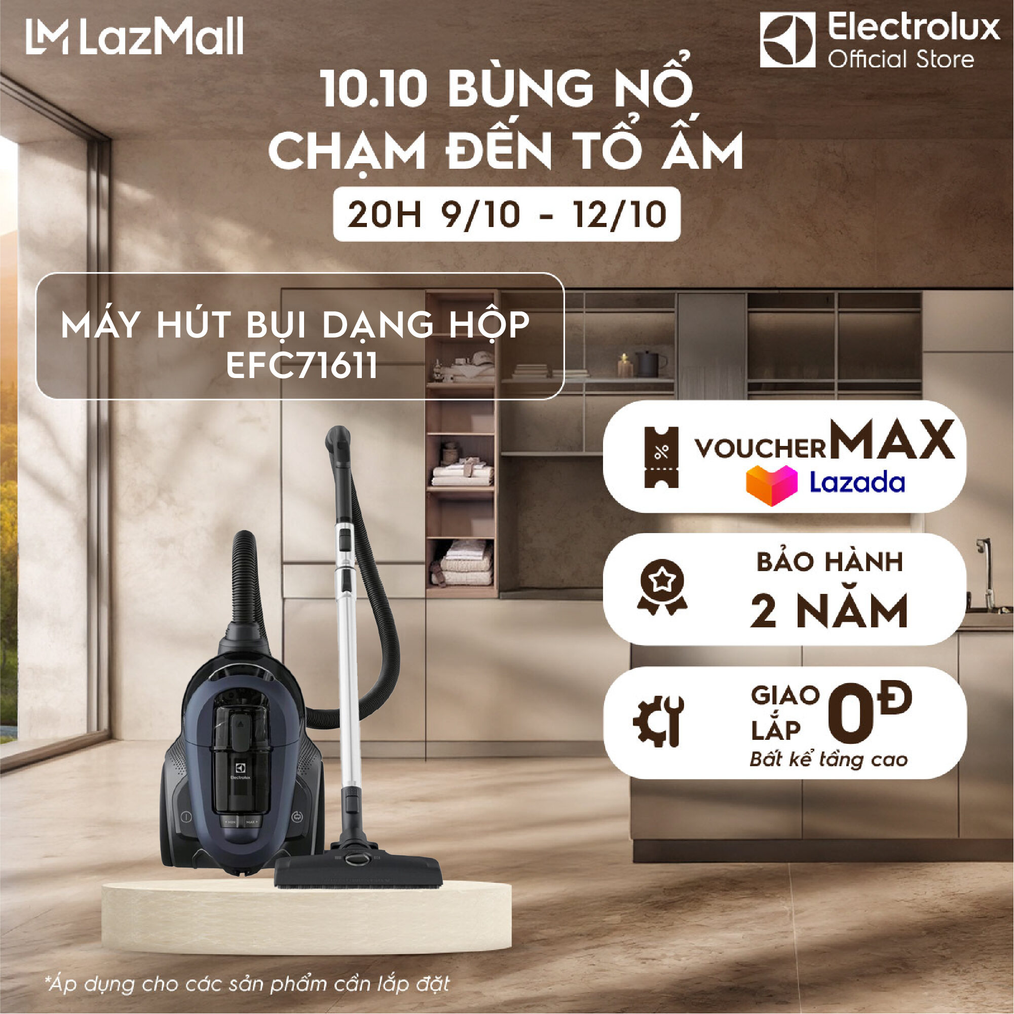 Máy hút bụi Electrolux UltimateHome 700 2000W - EFC71611 - Vệ sinh toàn diện, làm sạch tối ưu, di chuyển dễ dàng, thuận tiện
