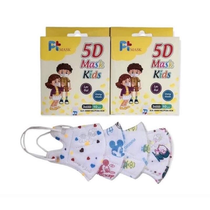 5D Khẩu Trang Trẻ Em 5D PT Mask Phương Tuyến Cho Bé Từ 4-10 Tuổi - Hộp 10