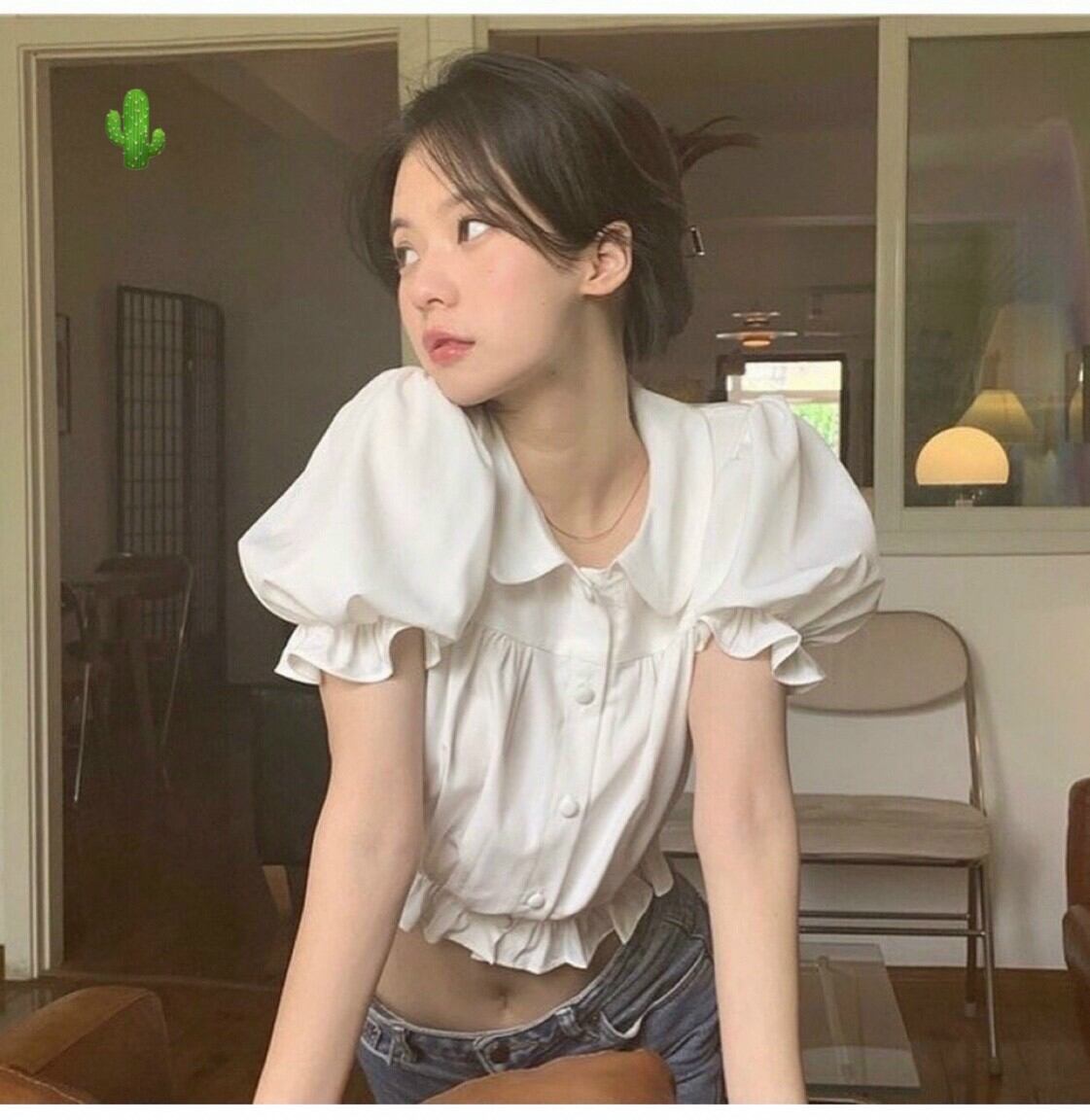 ÁO CROPTOP SƠ MI VIỀN BÈO