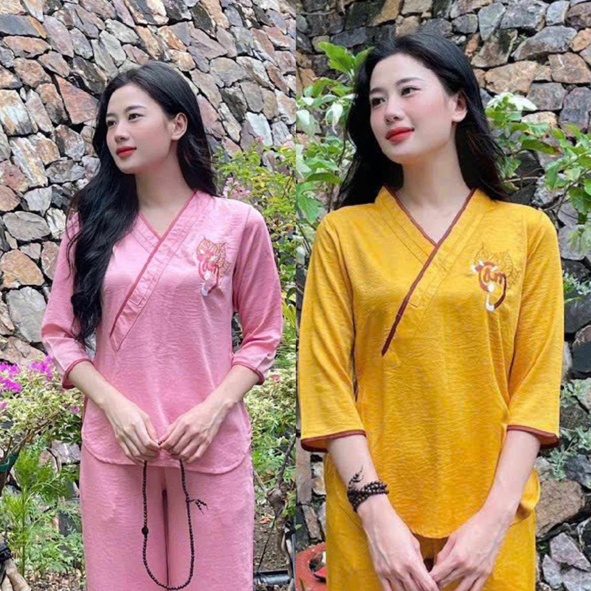 Đồ lam đi chùa# mẫu #mới _ nhật thêu lá bồ đề chữ tâm
