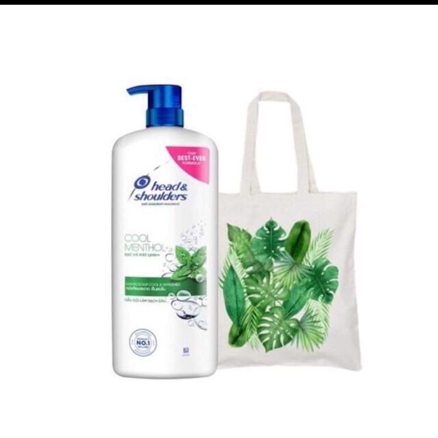 Dầu gội Head&Shoulder Bạc hà 1200ml tặng túi Canvas ngẫu nhiên