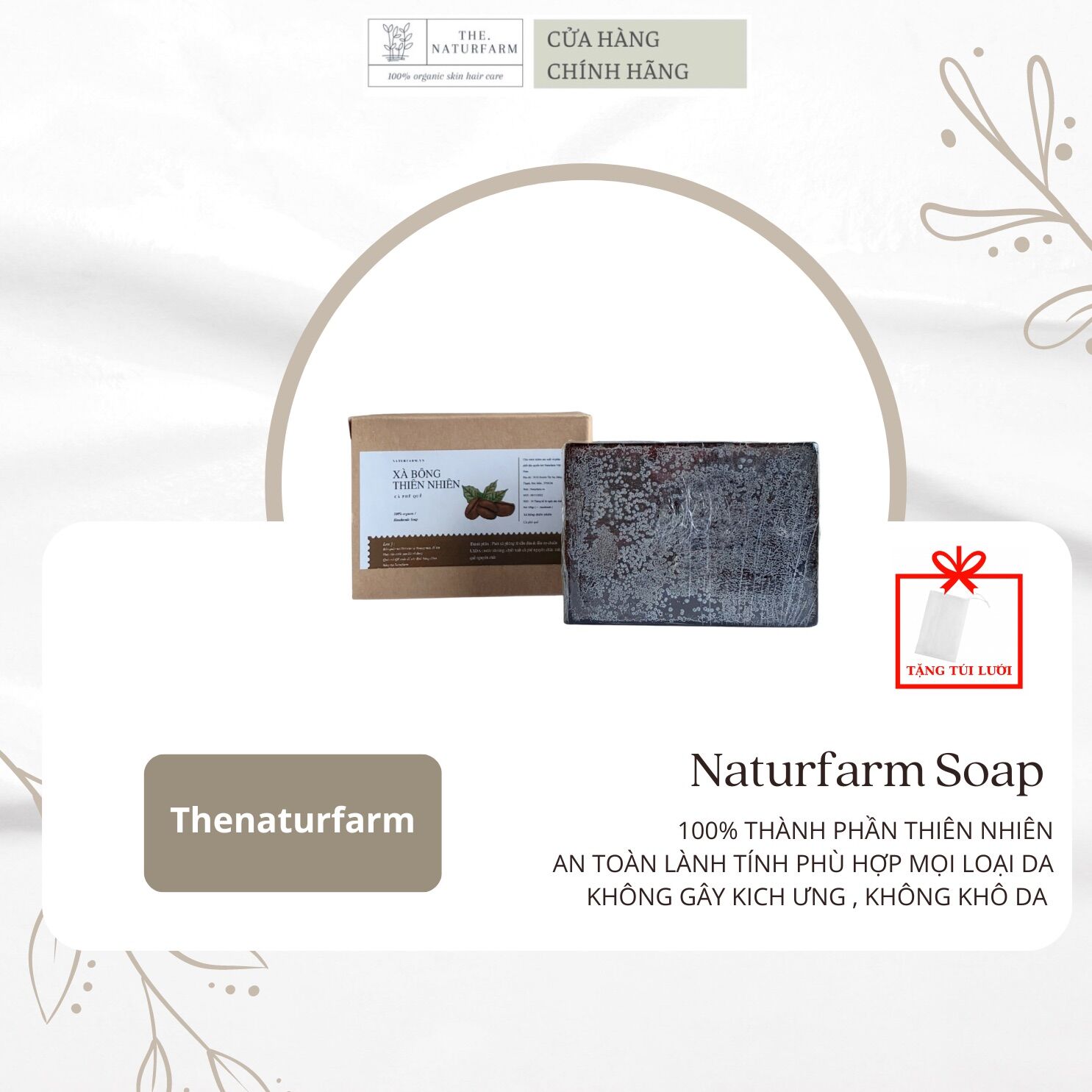 Xà bông cà phê quế naturfarm giúp sạch da, mờ thâm, giảm mụn