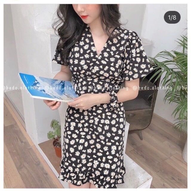 ĐẦM 2 DÂY HOA CÚC PHỐI REN ❄️( Có ảnh thật)