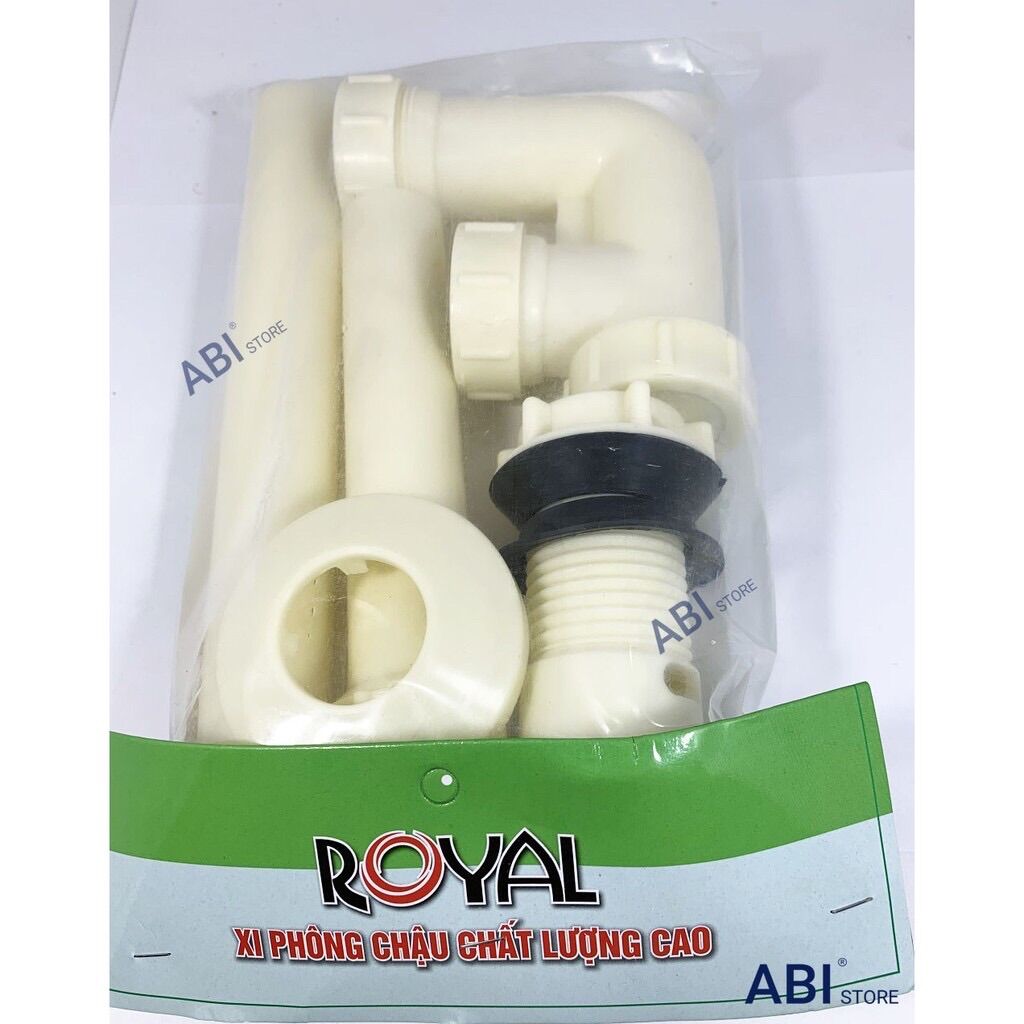 Xi Phông Chậu Rửa Mặt lavabo Royal, Xi Phông Thoát Nước Lavabo Nhựa dùng cho chậu có lỗ xả tràn