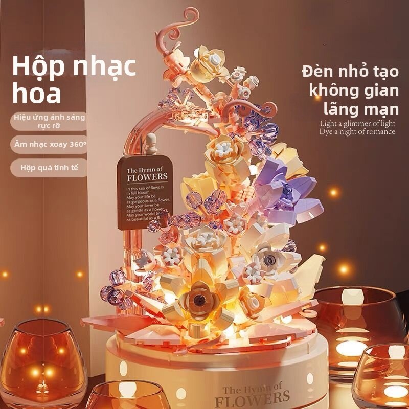 ZHE GAO BLOCKS | Hộp Nhạc Bướm Hoa Bảo Quản Mới Fortune Đồ Chơi Ghép Hình