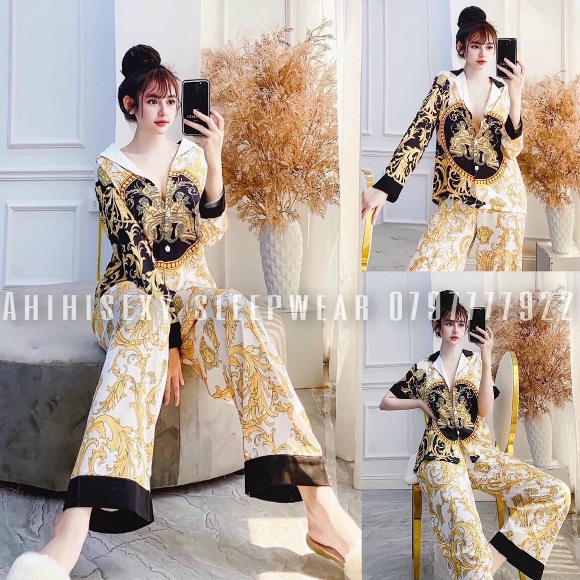 Bộ đồ Pijama nữ dài -vải siêu lụa cao cấp - Cực Kì Sang Chảnh