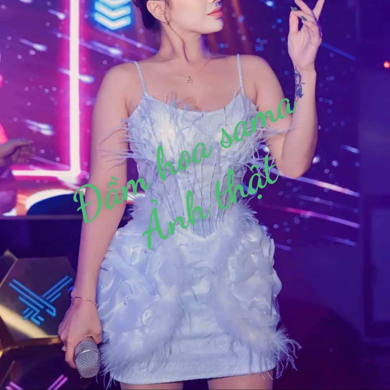 ĐẦM KIM TUYẾN ĐíNH ĐÁ LÔNG VŨ ( kèm ảnh thật )