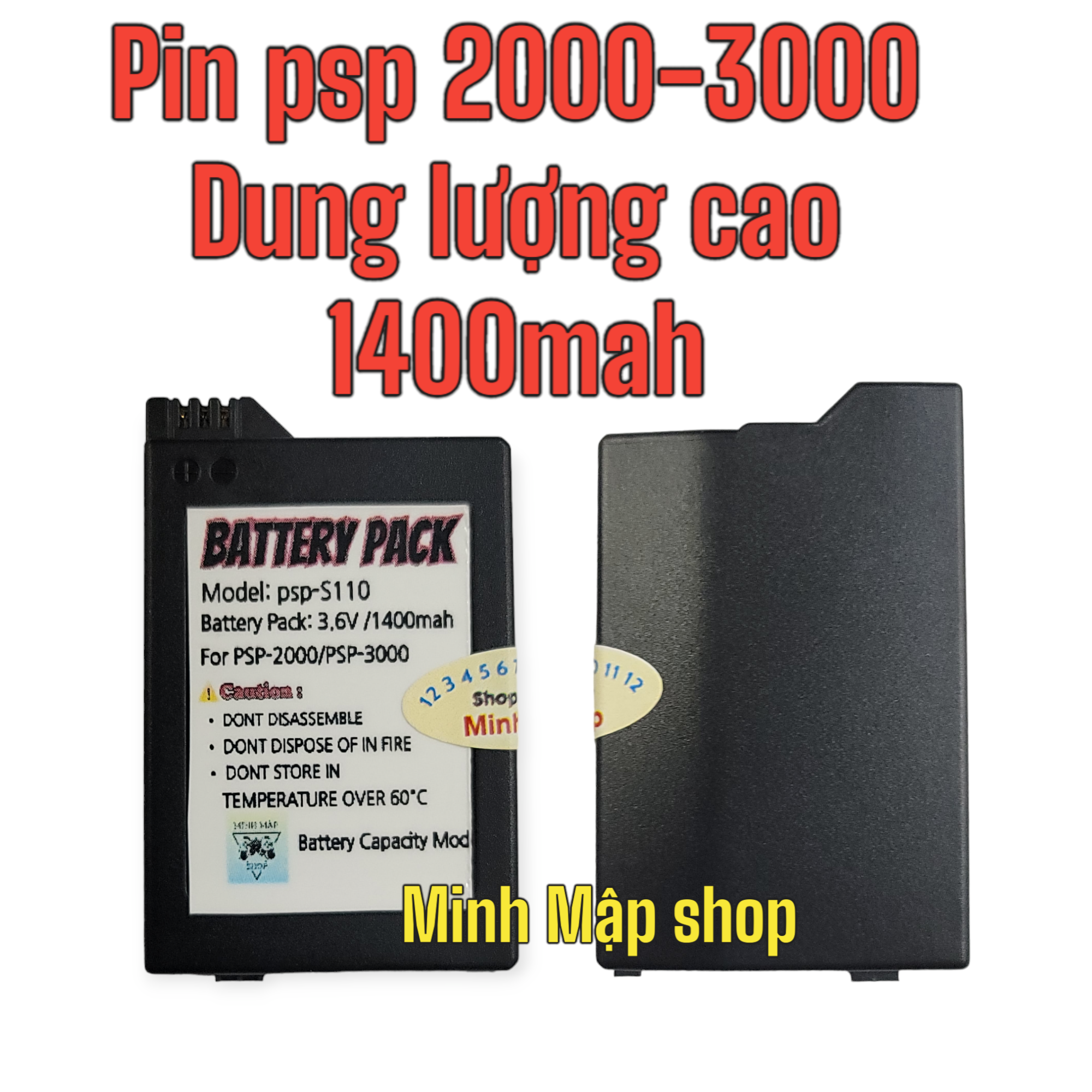 Pin cao cấp dành cho máy game psp 1000-2000-3000