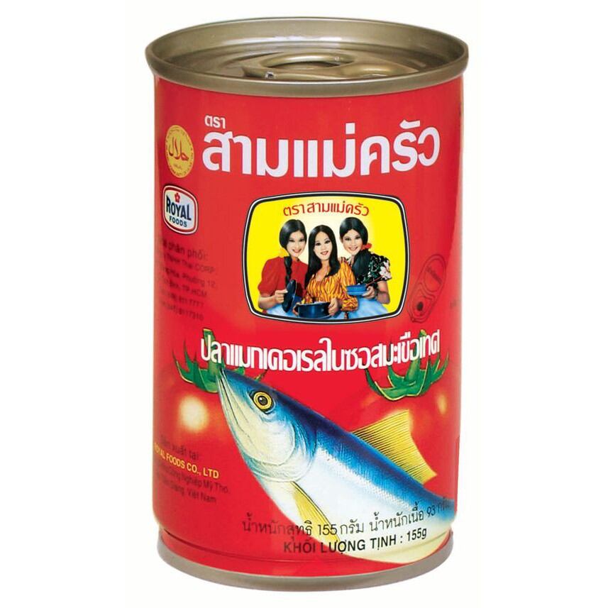 2 hộp cá nục sốt cà ba cô gái có khoá lon 2x155g - lizury