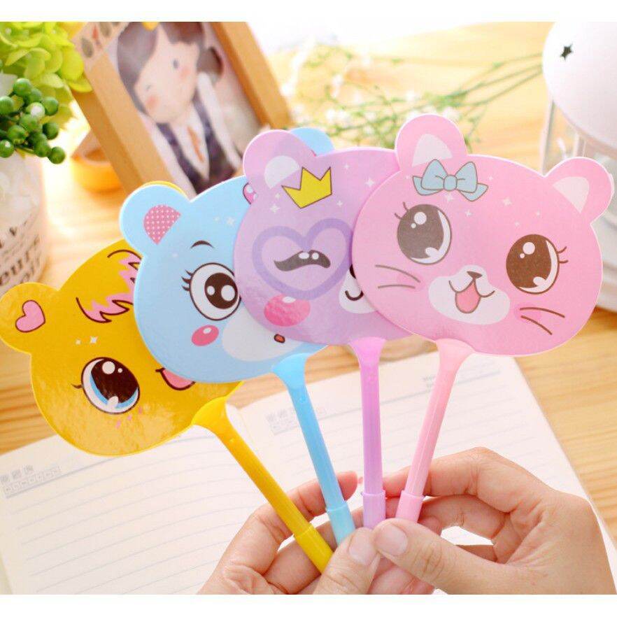 2 Bút Bi Hình Mèo Làm Quạt Mini