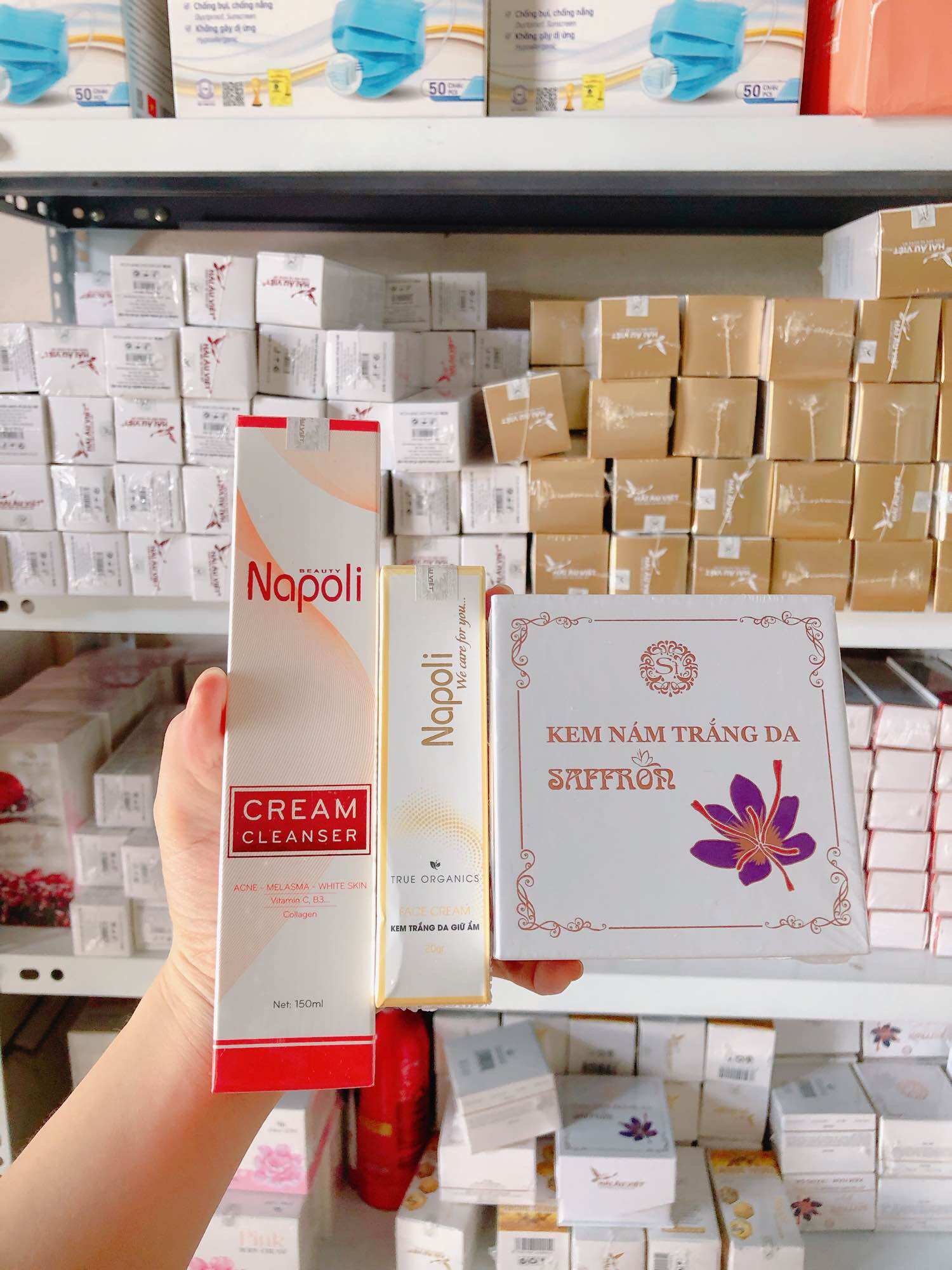 Combo Ngừa Thâm Giảm Nám Tàn Nhang-kem nám saffron+kem face sữa 20g+sữa rửa mặt napoli