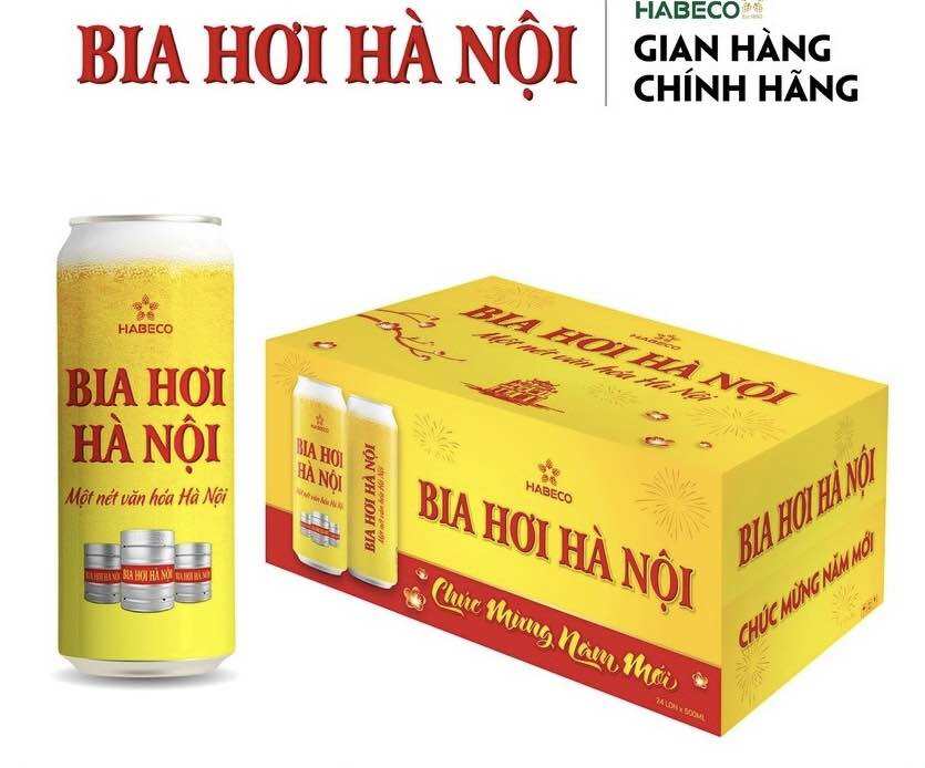 Thùng 24 lon Bia Hơi Hà Nội 500ml