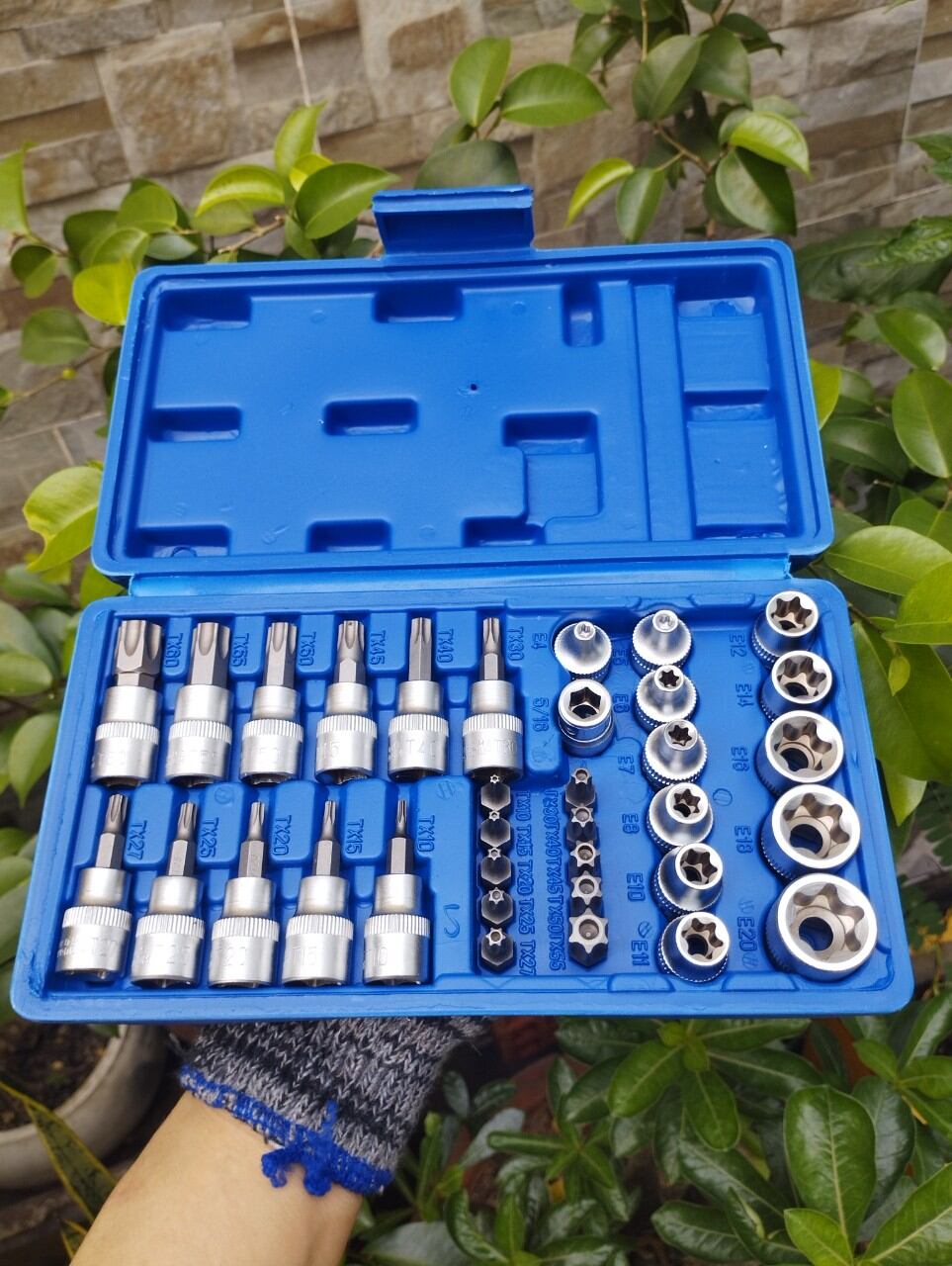 Bộ tuýp E và lục giác hoa thị 34 chi tiết 3/8