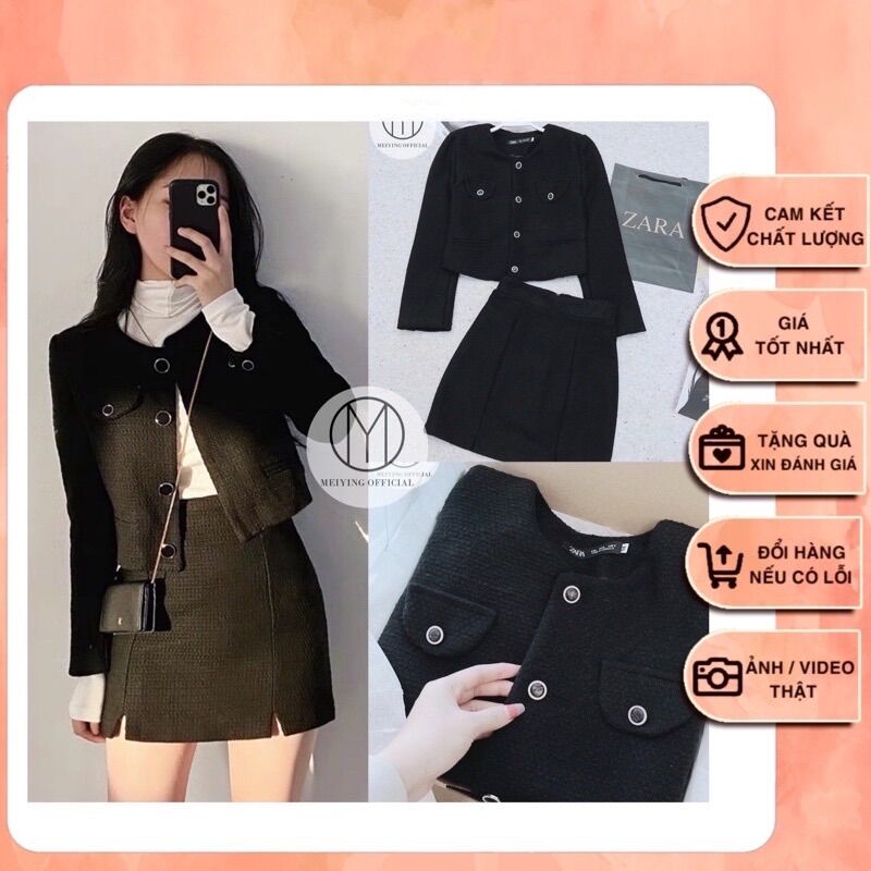 Set dạ cho nữ, áo khoác và chân váy. Bộ đồ đi chơi, set đồ nữ sang chảnh