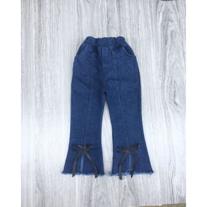 Quần bò loe mẫu nơ cho bé gái siêu sành điệu 10-22kg