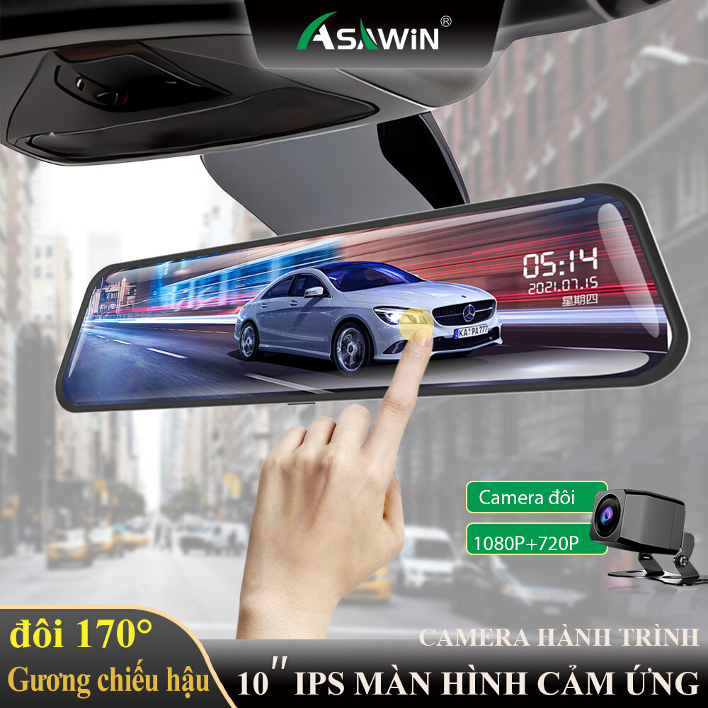 10 In Rear View Mirror Dash cam Asawin H5L Car Camera Dvr Front And Back FULL Screen 24H Park Mode Touch Ips Reverse Image Night Vision Giá 720,000 Đồng*Miễn phí vận chuyển