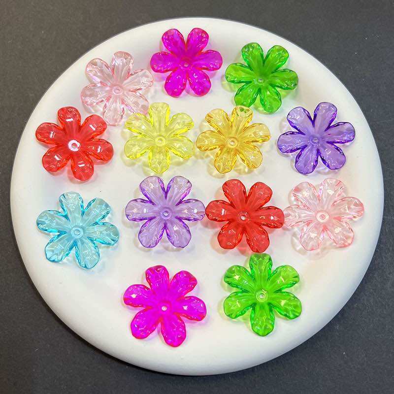 Hoa nhựa acrylic 6 cánh 30mm, 100g hoa mai cánh liền làm hoa handmade