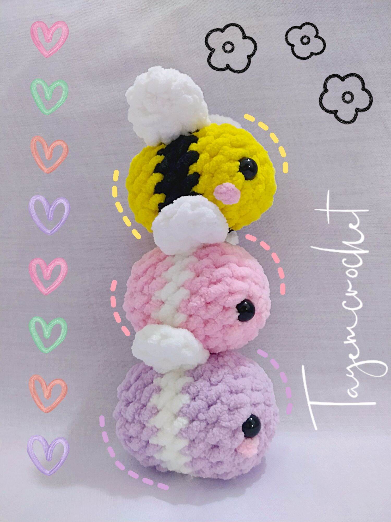 móc khoá bé ong mini cute bằng len