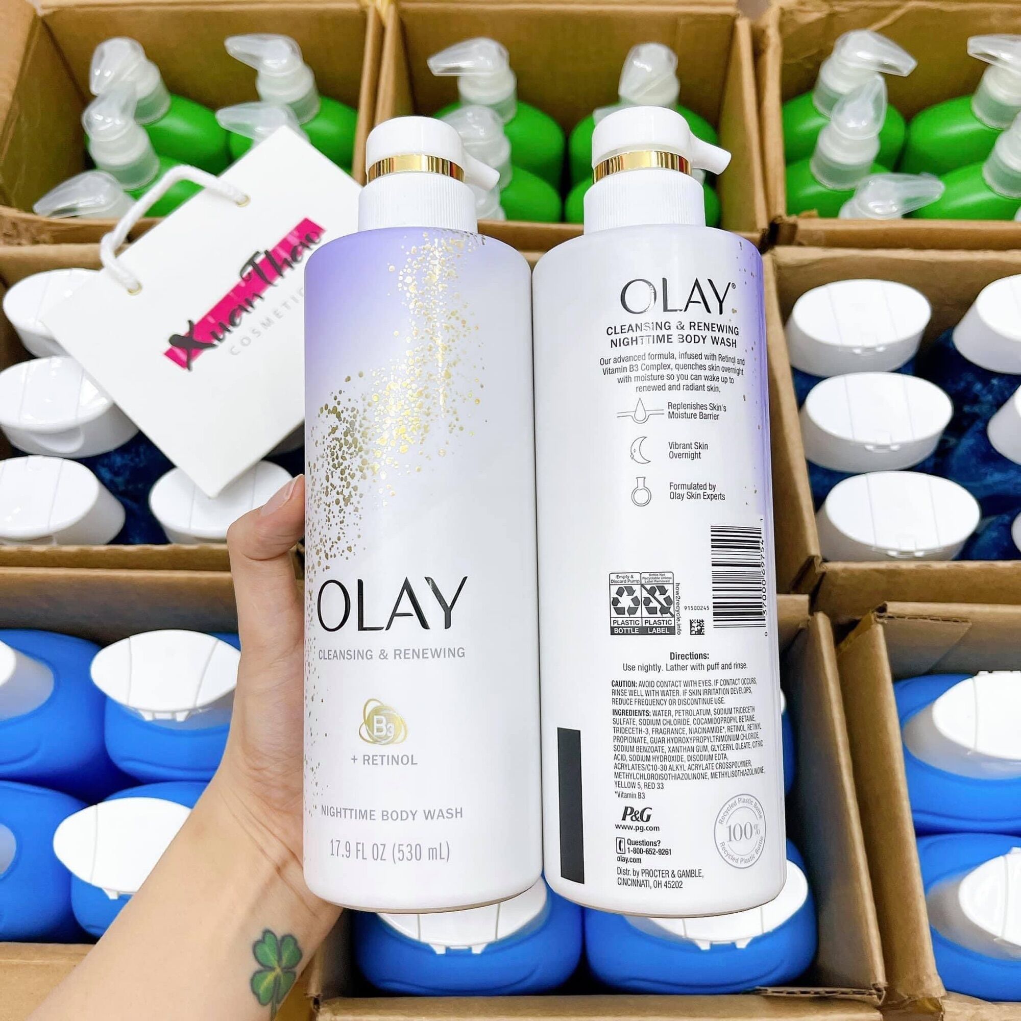 Sữa tắm olay cleansing & renewing b3+retinol nighttime body wash 530ml