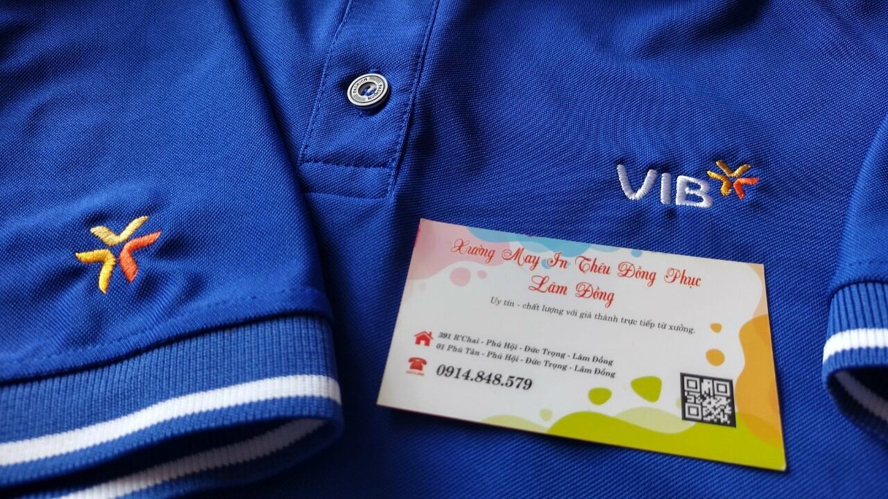 Áo thun ngân hàng VIB logo thêu