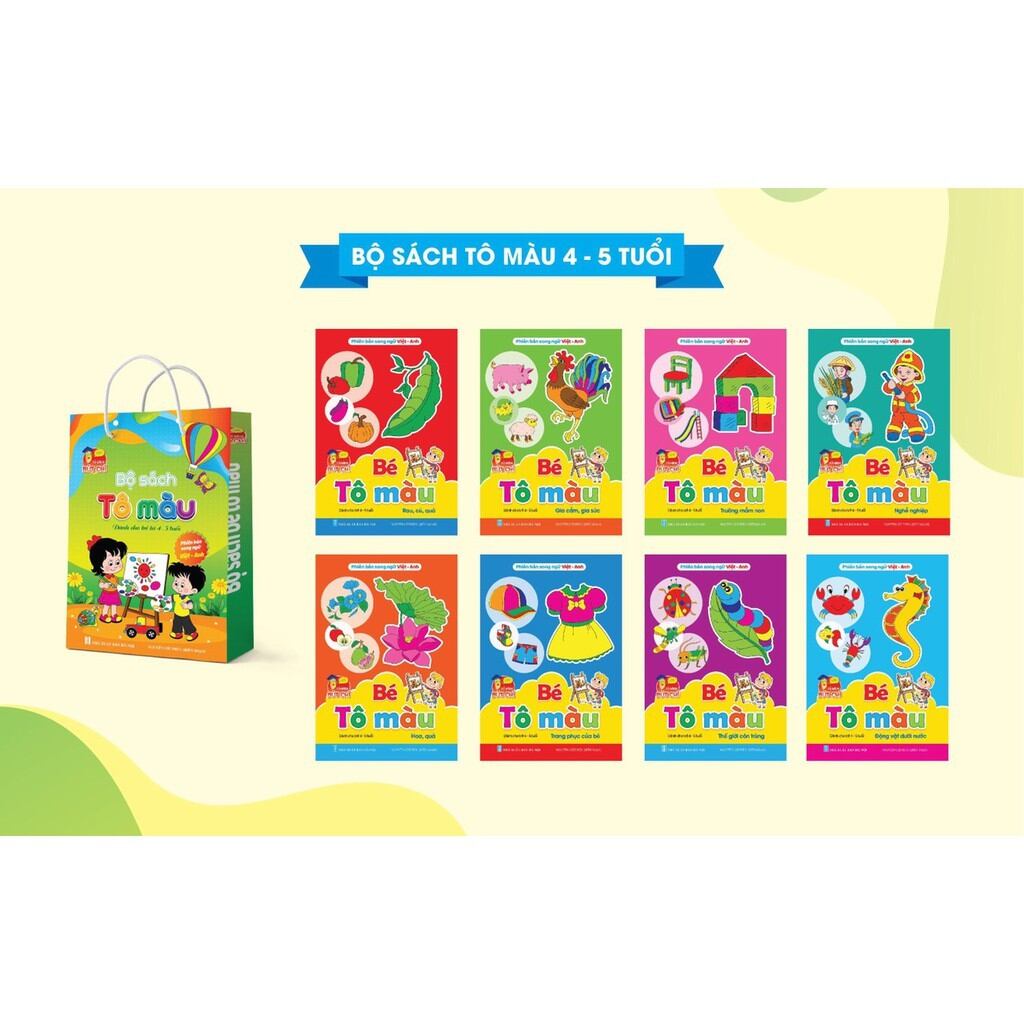Combo túi 8 cuốn bé tô màu 4-5tuổi