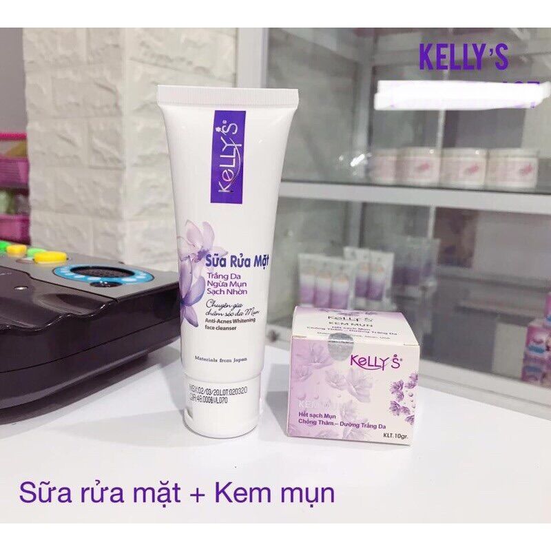 Kem mụn kelly 12g + sữa rửa mặt kelly