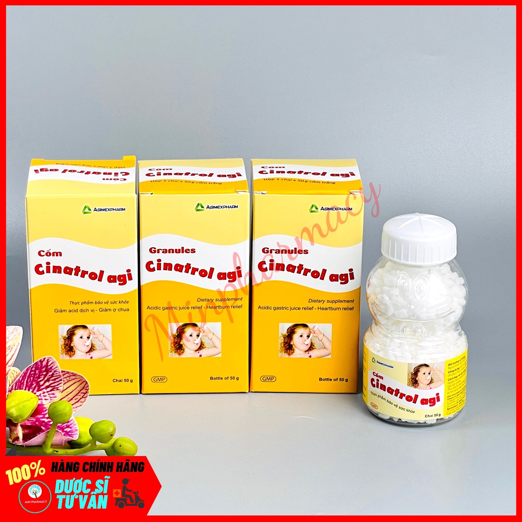 Cốm tiêu hóa trẻ em CINATROL AGI Cốm trắng (chai 50g) - Minpharmacy