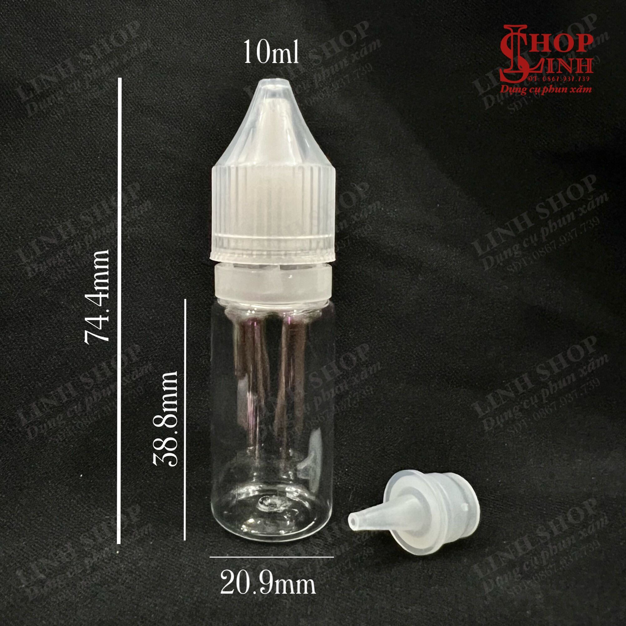 Lọ nhựa chiết mực xăm-hũ nhựa chiết 10ml bình chiết mực xăm linh shop...