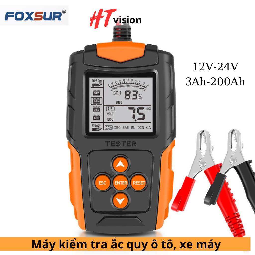 Máy kiểm tra ắc quy ô tô xe máy FBT200 12V-24V 3Ah-200Ah kiểm tra pin CCA đo điện trở phân tích pin