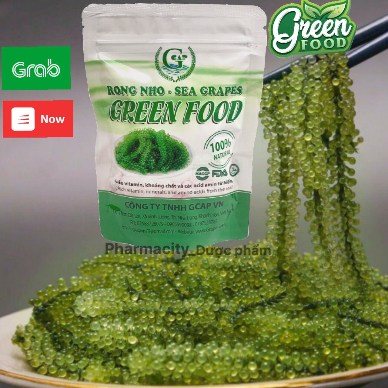 Tặng Gói Chấm mè -  Rong nho Tách nước Green Food -1 Gói 20gr nở ra 100gr rong nho tươi - Giòn ngon không tanh