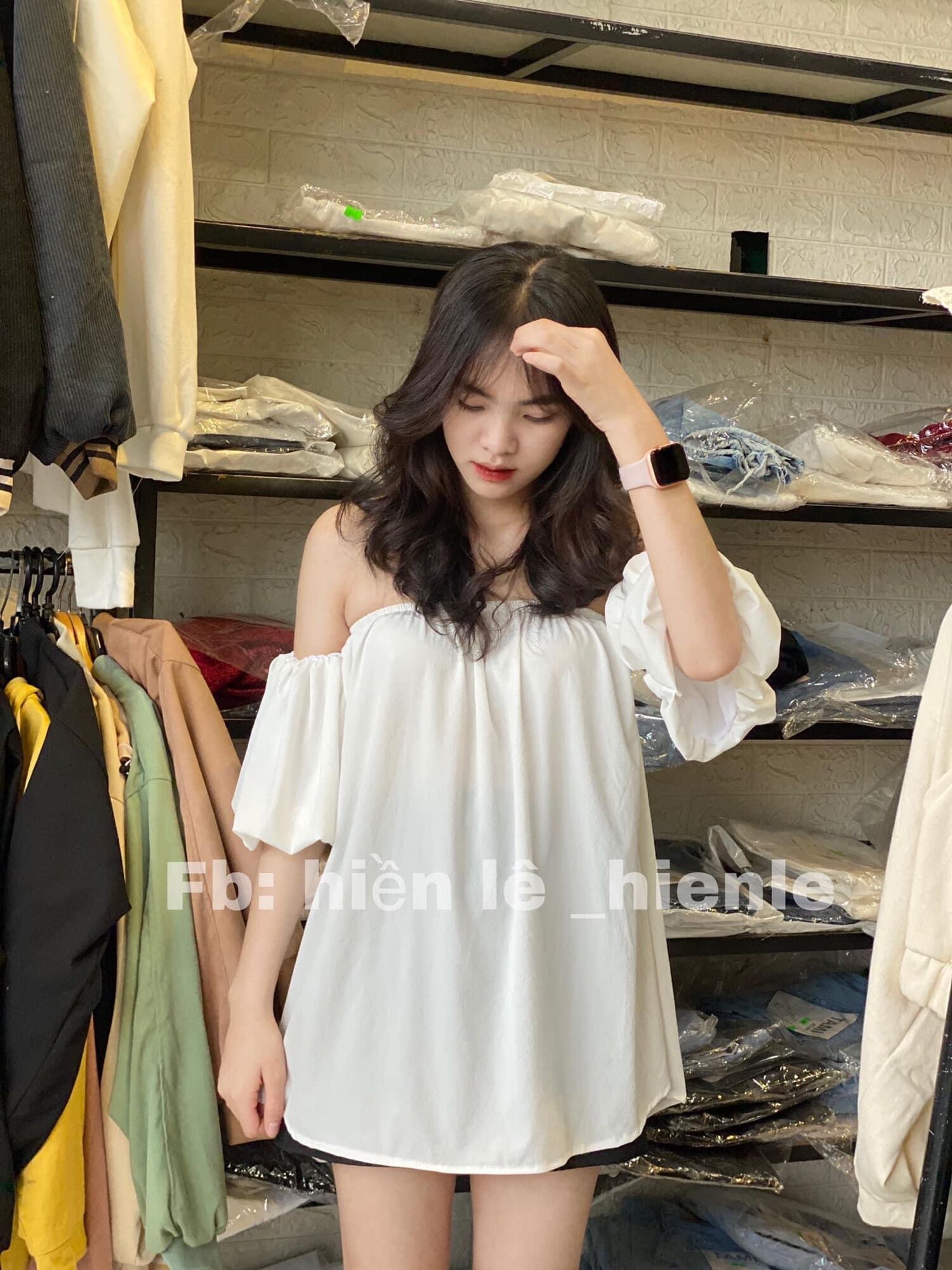 Đầm bẹt vai tay phồng