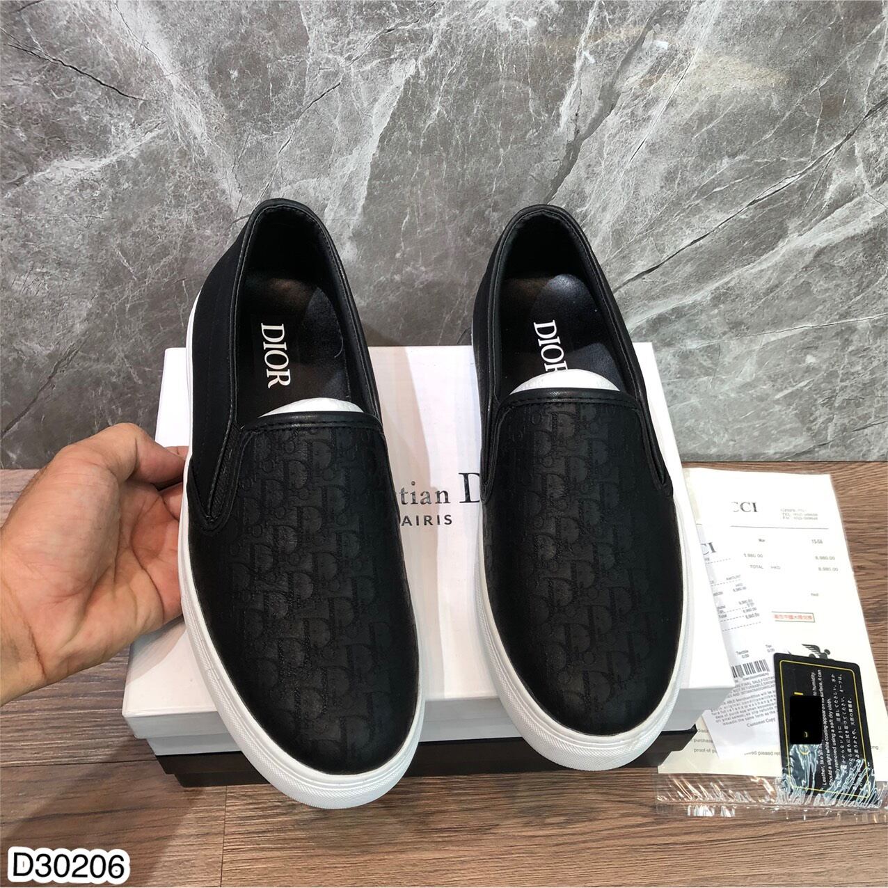 Giày lười nam Di.orr in hình độc lạ. - Giày slipon mẫu mới