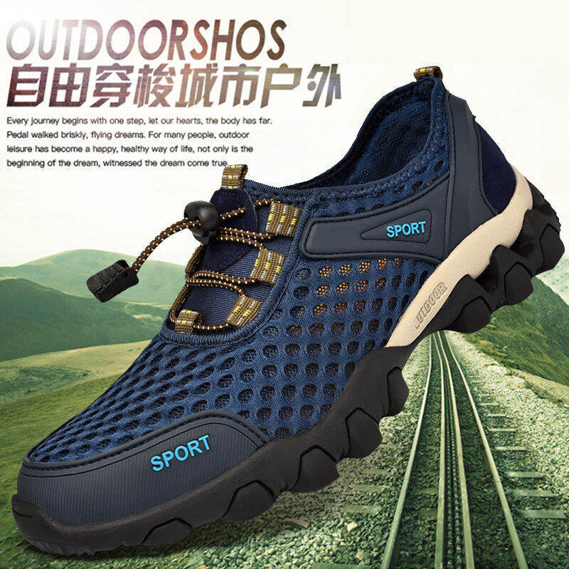 Giày Lưới Nam 2022 Giày Lội Nước Thoáng Khí Mùa Hè Giày Sành Điệu Chạy Bộ Thường Ngày Thể Thao Cho Nam Giày Vải Leo Núi Mặt Lưới Phong Cách Hàn Quốc