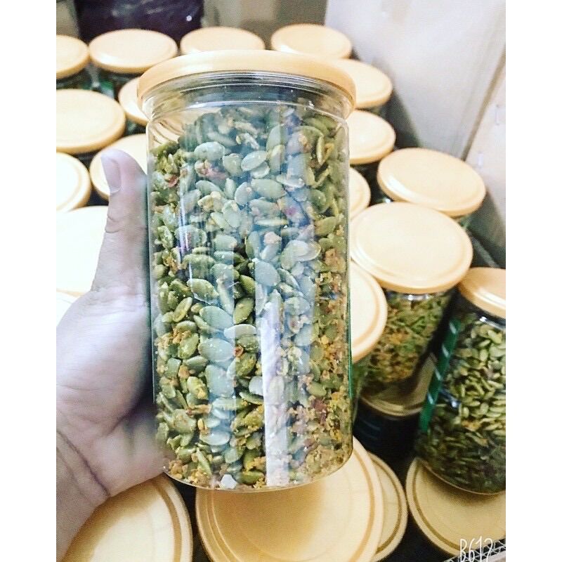 Hạt Bí Xanh rang tỏi ớt hộp 500g