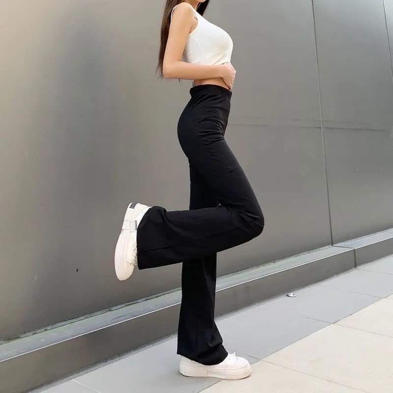 Quần ống loe nữ cạp cao dáng dài, quần legging nữ kiểu ôm ống loe c giãn 4 chiều dày dặn