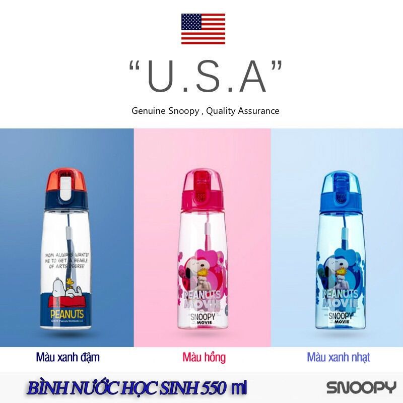 Bình nước Snoopy Bình nước học sinh 550ml