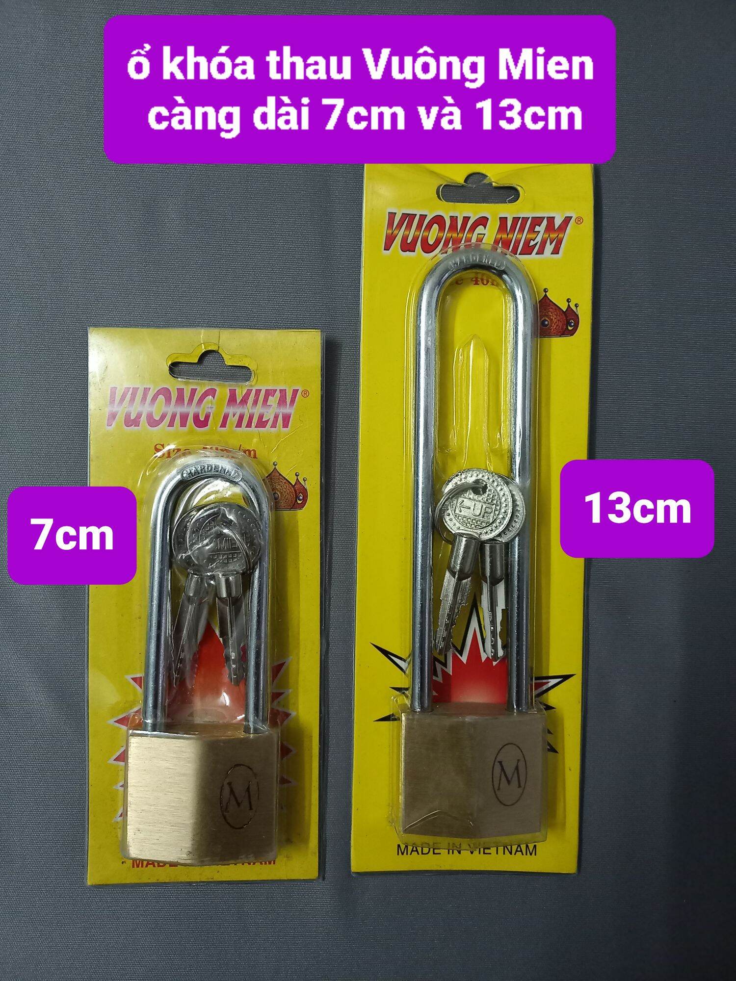 Ổ khóa thau vuong mien càng dài 7cm và 13cm