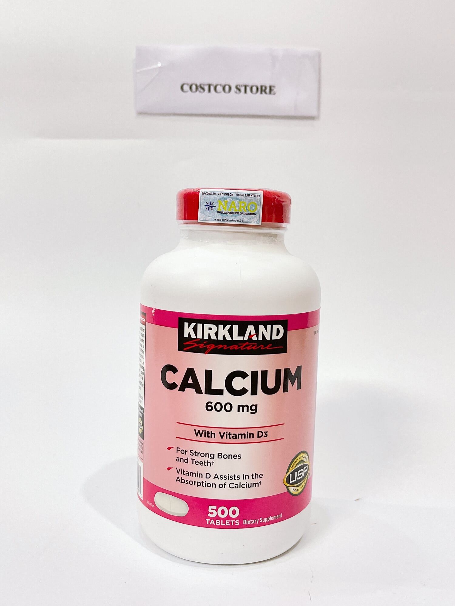 Viên uống canxi kirkland calcium 600mg + D3 500 viên của mỹ date 2024
