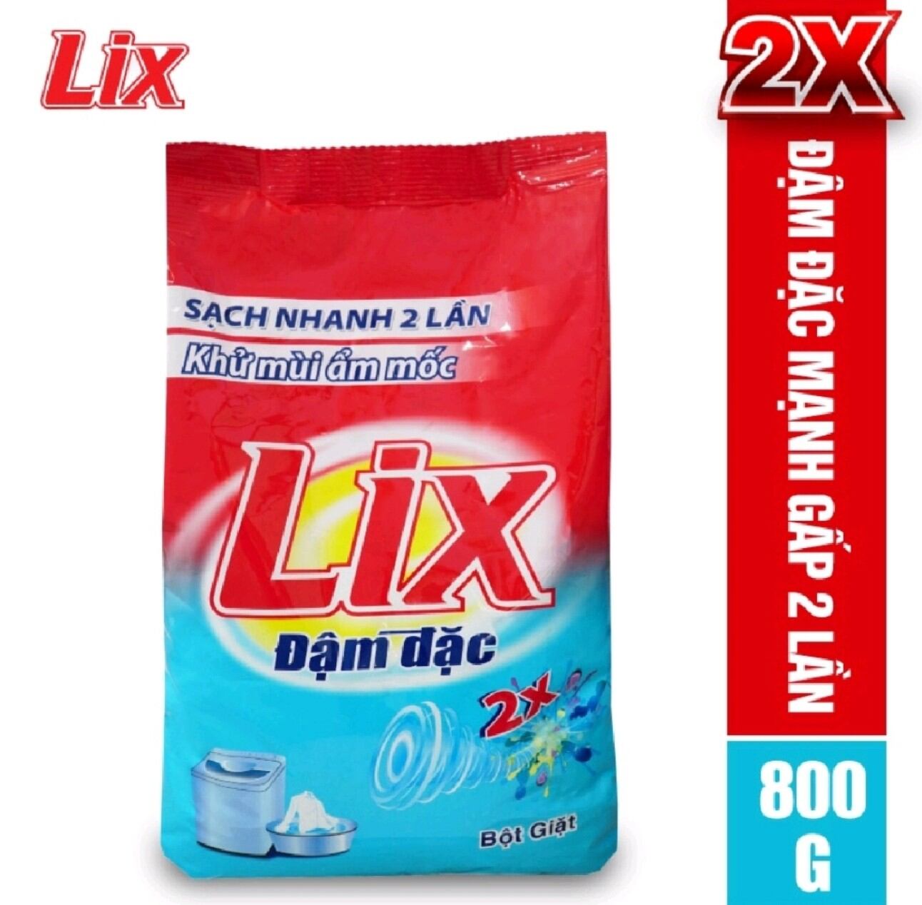 Bột giặt Lix 800g đậm đặc khử mùi ẩm mốc