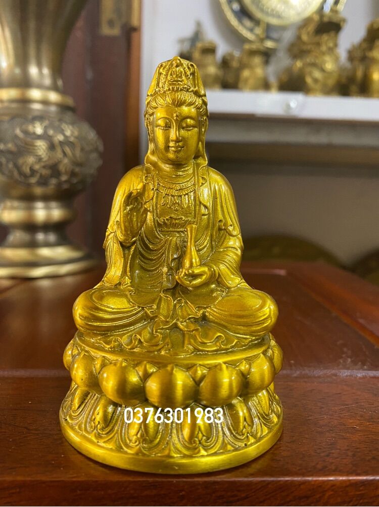 Tượng phật Bà Quan thế âm bồ tát bằng đồng cao 10cm