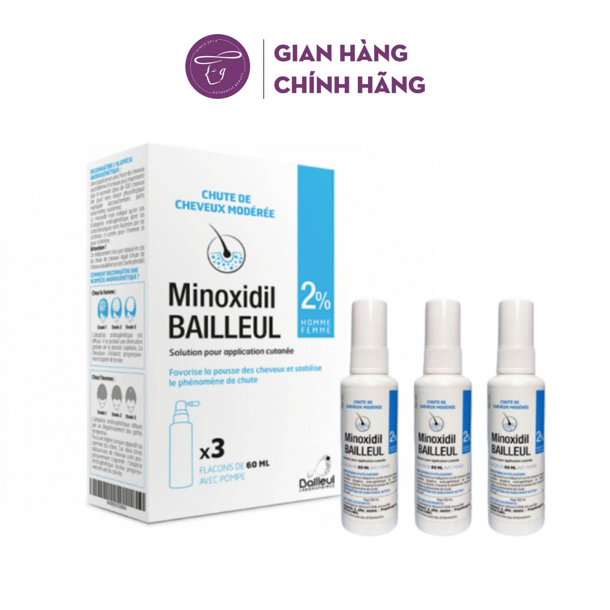 Xịt mọc tóc Minoxidil 2% và 5% nội địa Pháp