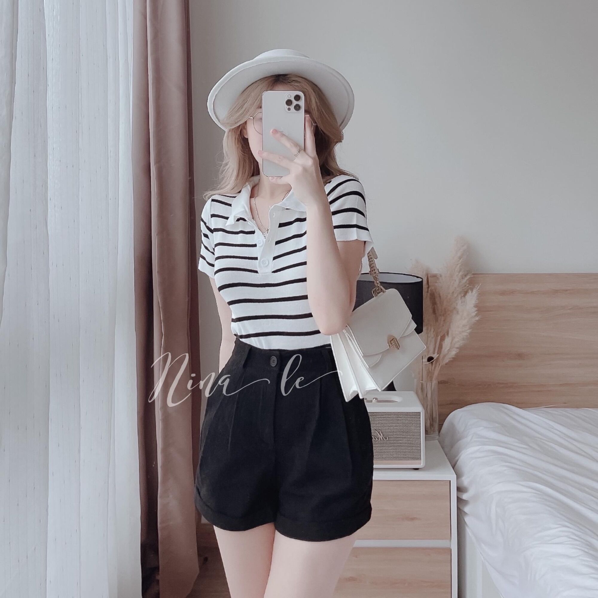 Áo Croptop Petter Gài Nút Sọc